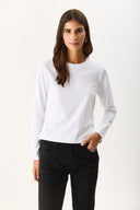 2li Siyah Beyaz Kadın Rachel Bisiklet Yaka Slim Fit Basic Uzun Kollu Tişört