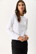 Kadın Rachel Bisiklet Yaka Slim Fit Basic Uzun Kollu Tişört - Beyaz