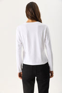 2li Siyah Beyaz Kadın Rachel Bisiklet Yaka Slim Fit Basic Uzun Kollu Tişört