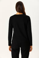 Kadın Rachel Bisiklet Yaka Slim Fit Basic Uzun Kollu Tişört - Siyah
