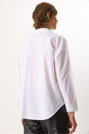 Kadın Regular Fit Cepli Poplin Gömlek %100 Pamuk - Beyaz