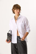 Kadın Regular Fit Cepli Poplin Gömlek %100 Pamuk - Beyaz