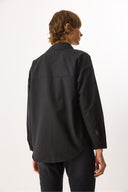 Kadın Regular Fit Cepli Poplin Gömlek %100 Pamuk - Siyah