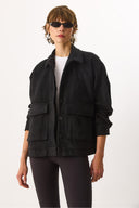 Kadın Regular Fit Kaşe Ceket - Siyah