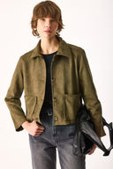 Kadın Regular Fit Süet Ceket - Haki