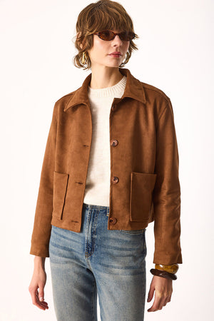 Kadın Regular Fit Süet Ceket - Taba