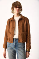 Kadın Regular Fit Süet Ceket - Taba