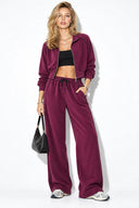 Kadın Regular Fit Yanı Şeritli Yumuşak Dokulu Jogging Pantolon-Bordo