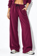 Kadın Regular Fit Yanı Şeritli Yumuşak Dokulu Jogging Pantolon-Bordo
