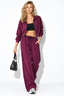Kadın Regular Fit Yanı Şeritli Yumuşak Dokulu Jogging Pantolon-Bordo