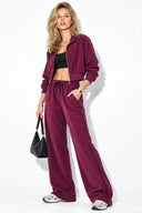 Kadın Regular Fit Yanı Şeritli Yumuşak Dokulu Jogging Pantolon-Bordo