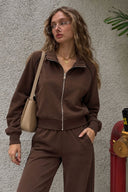 Kadın Regular Fit Yanı Şeritli Yumuşak Dokulu Jogging Pantolon-Kahverengi