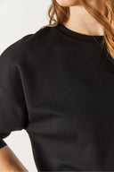 Kadın Rhona Bisiklet Yaka Pamuklu Sweatshirt - Siyah