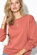 Kadın Rhona Bisiklet Yaka Regular Fit 3 İplik Sweatshirt %100 Pamuk-Gülkurusu