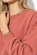 Kadın Rhona Bisiklet Yaka Regular Fit 3 İplik Sweatshirt %100 Pamuk-Gülkurusu
