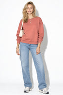 Kadın Rhona Bisiklet Yaka Regular Fit 3 İplik Sweatshirt %100 Pamuk-Gülkurusu