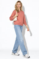 Kadın Rhona Bisiklet Yaka Regular Fit 3 İplik Sweatshirt %100 Pamuk-Gülkurusu