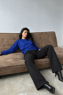 Kadın Rhona Bisiklet Yaka Regular Fit 3 İplik Sweatshirt %100 Pamuk-Navy