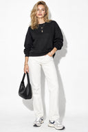 Kadın Rhona Bisiklet Yaka Regular Fit 3 İplik Sweatshirt %100 Pamuk-Siyah