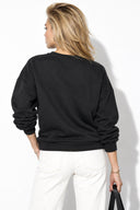 Kadın Rhona Bisiklet Yaka Regular Fit 3 İplik Sweatshirt %100 Pamuk-Siyah