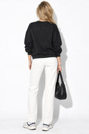 Kadın Rhona Bisiklet Yaka Regular Fit 3 İplik Sweatshirt %100 Pamuk-Siyah