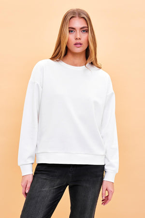 Kadın Rhona Fildişi Bisiklet Yaka Pamuklu Sweatshirt