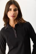 Kadın Riso Gömlek Yakalı Tişört - Siyah