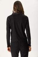 Kadın Riso Gömlek Yakalı Tişört - Siyah