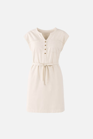 Kadın Riva Önü Düğmeli Regular Fit Gabardin Elbise - Kemik