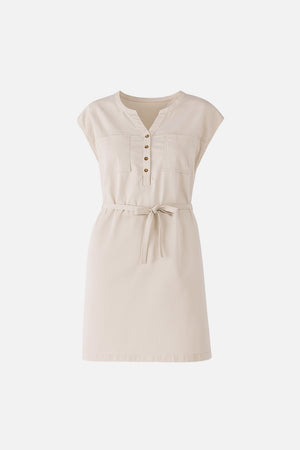 Kadın Riva Önü Düğmeli Regular Fit Gabardin Elbise - Taş