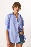 Kadın Rose Regular Fit Çizgili Gömlek - Mavi Çizgili