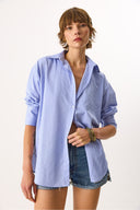 Kadın Rose Regular Fit Çizgili Gömlek - Mavi Çizgili