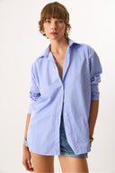 Kadın Rose Regular Fit Çizgili Gömlek - Mavi Çizgili