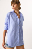 Kadın Rose Regular Fit Çizgili Gömlek - Mavi Çizgili