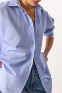 Kadın Rose Regular Fit Çizgili Gömlek - Mavi Çizgili