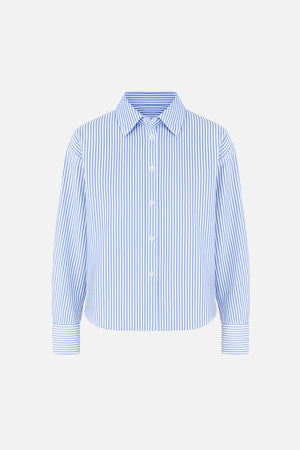 Kadın Rose Regular Fit Çizgili Gömlek - Mavi Çizgili
