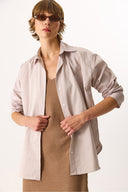 Kadın Rose Regular Fit Çizgili Gömlek - Taş Çizgili