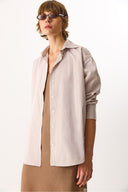 Kadın Rose Regular Fit Çizgili Gömlek - Taş Çizgili