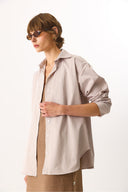 Kadın Rose Regular Fit Çizgili Gömlek - Taş Çizgili