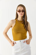 Kadın Sandra Halter Top Crop Atlet - Bakır