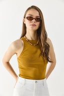 Kadın Sandra Halter Top Crop Atlet - Bakır