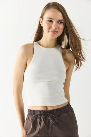 Kadın Sandra Halter Top Crop Atlet - Fildişi