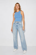 Kadın Sandra Halter Top Crop Atlet - Mavi