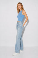 Kadın Sandra Halter Top Crop Atlet - Mavi