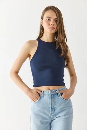 Kadın Sandra Halter Top Crop Atlet - Navy