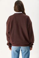 Kadın Saturday Baskılı Efektli Sweatshirt %100 Pamuk - Acı Kahve