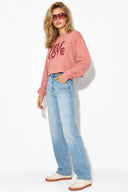 Kadın Self Love Baskı Detaylı Sweatshirt %100 Pamuk-Gülkurusu