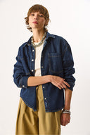 Kadın Sementa Dark Blue Jean Dış Gömlek %100 Pamuk - Dark Blue