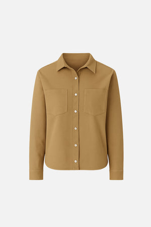 Kadın Sementa Renkli Jean Dış Gömlek %100 Pamuk - Camel