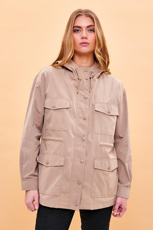 Kadın Sharon Taba Kapüşonlu Gabardin Parka